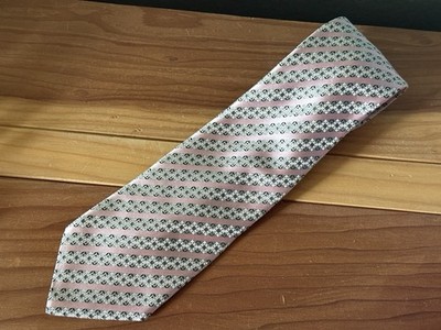 Stefano Ricci 100% Silk Tie Pink Gray Stripe Geometric Wide Made Italy