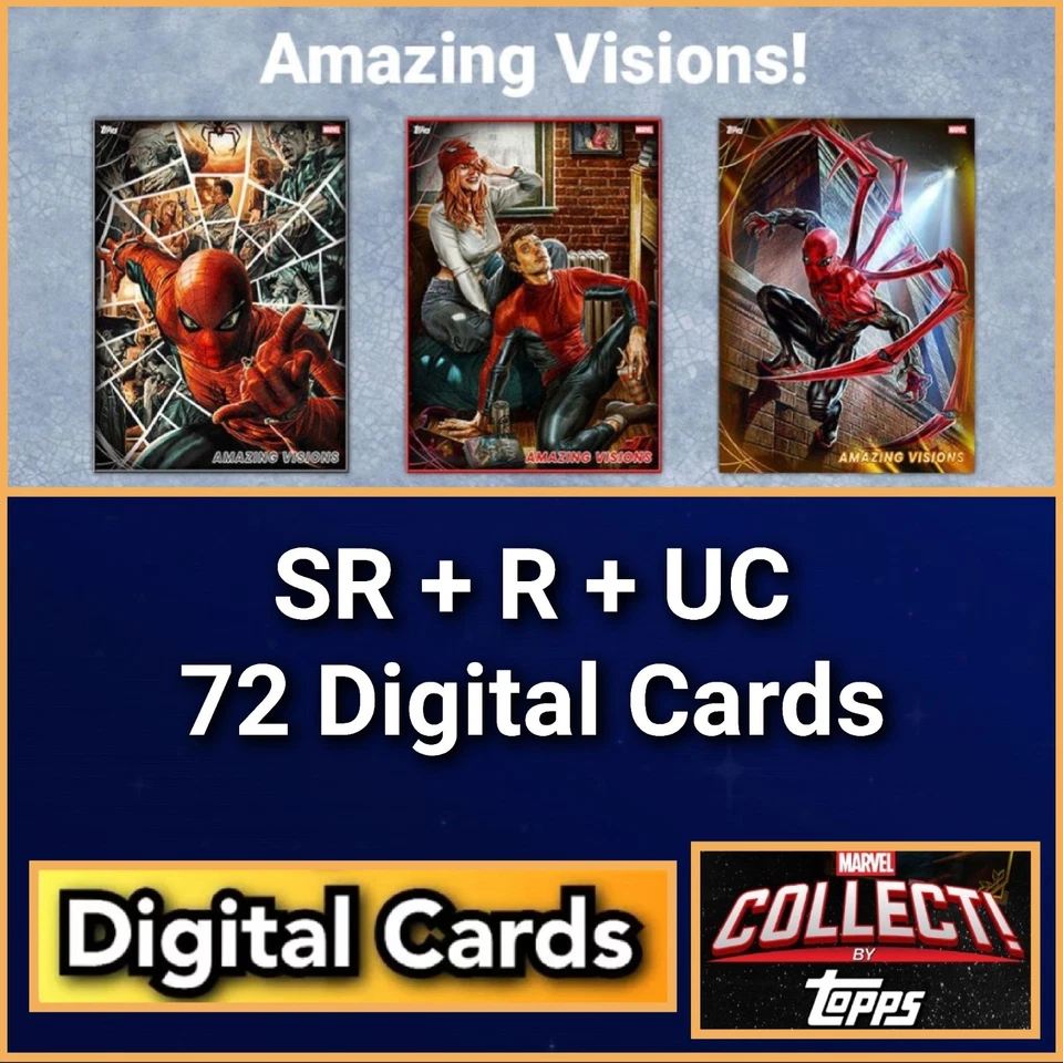 Topps Marvel Collect Amazing Visions SR+R+UC 72 Cards - Photo 1/1