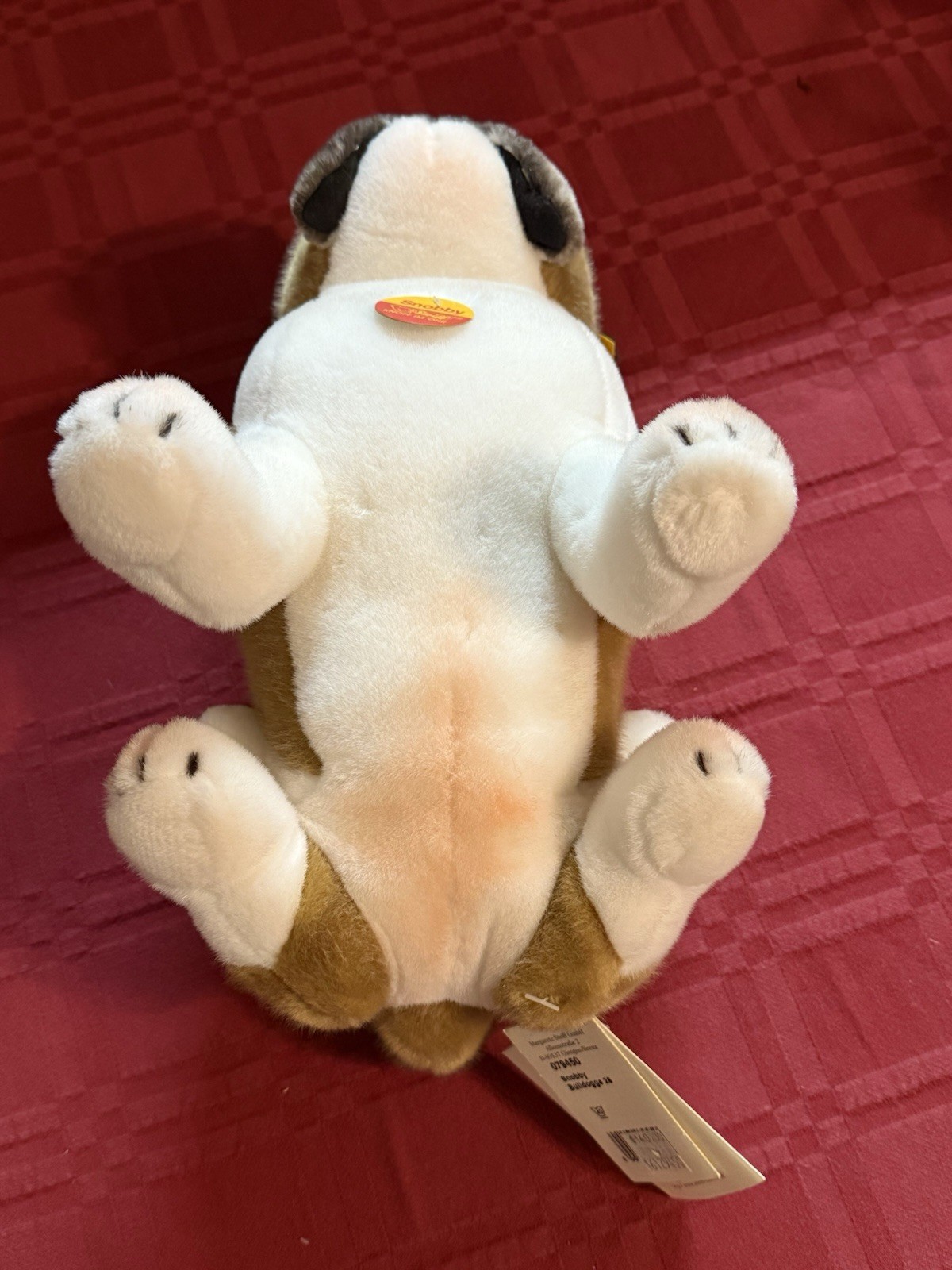 Rare Steiff “Snobby” Bulldog Germany Yellow Ear Tag & Button 10” Plush NWT New