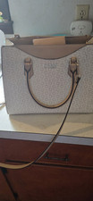 GUESS Beige Logo Satchel Top Handle Bag Zip, ...