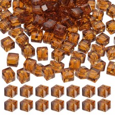 8mm Crystal Cube Beads, 100 Pcs Square Glass Beads Loose Spacer Beads, Brown