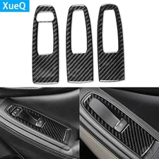 Real Carbon Fiber Window Lift Switch Panel Cover Trim For Subaru Forester 19-24
