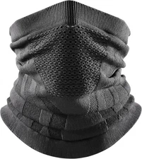 WTACTFUL Winter Neck Warmer Gaiter Windproof Face Mask Balaclava All Black 