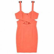 Jay Godfrey Sunset Coral Cutout Midi Mini Dress Wedding Guest Size 2