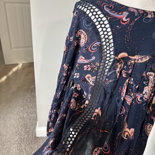Free People Just The Two Of Us Paisley Print Tunic Sz M Oversized - Picture 13 of 21
