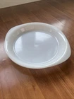 Vtg Glasbake 9.5" Handled Milk Glass Pie Plate/Baking Dish - 16-J-517 - USA EUC