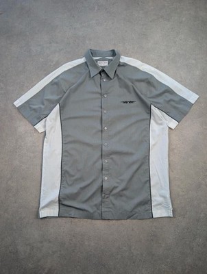 Berto Lucci Shirt Short Sleeve Button Up Mens XL Grey White Y2K Italian