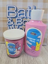 2 pc. set Bath  Body Works Peepin' It Real PEEPS Body Wash  Single Wick Candle