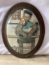 VTG Norman Rockwell Art Lions Share Zoo Worker 1972 Print Wood Plaque 8.5 x 10.5