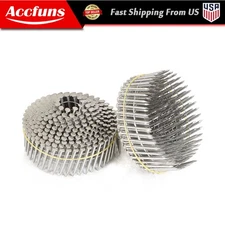 1-1/2” ×.09” Wire Coil Ring Shank Stainless Steel Siding Nails 1200Pcs 15 Degree