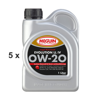 5 Liter 5 x 1 Meguin Motorenoel Evolution LL IV SAE 0W-20 VW 508 00/509 00
