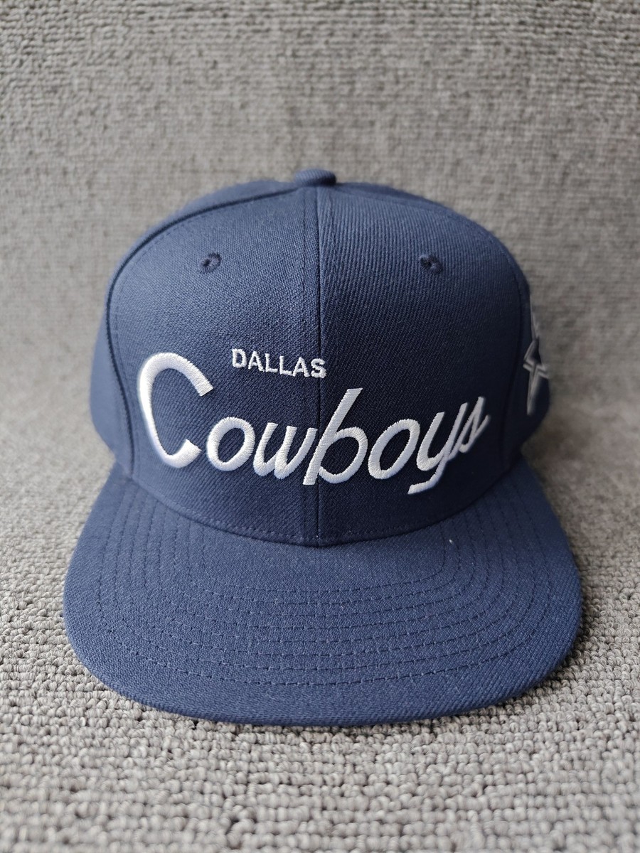 Mitchell & Ness Dallas Cowboys Navy Script Snapback Hat NWT