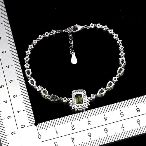 925 Sterling Silver Bracelet Octagon Peridot 8x6mm Tapaz Gemstone Jewelry 7ins - Picture 3 of 13