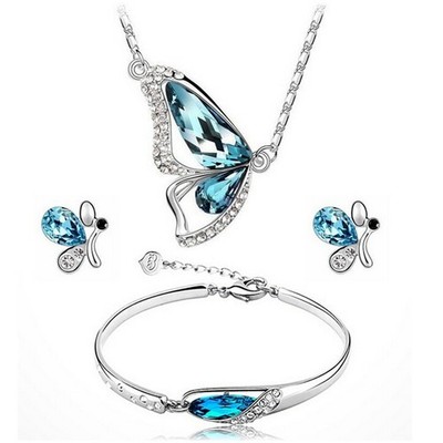 New Butterfly Jewelry Sets Necklace + Earring+Bracelet Crystal Set Fashion S Pe