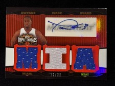 DWYANE WADE MIAMI HEAT 2006 07 TOPPS TRIPLE THREADS TRIPLE JERSEY AUTO # 12/36