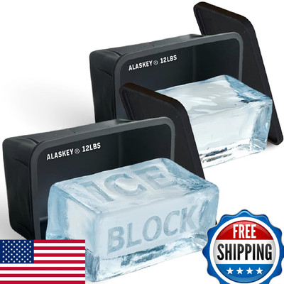 Alaskey 12lb Giant Ice Block Mold 2-Pack w/Lid, Professional Silicone Craft
