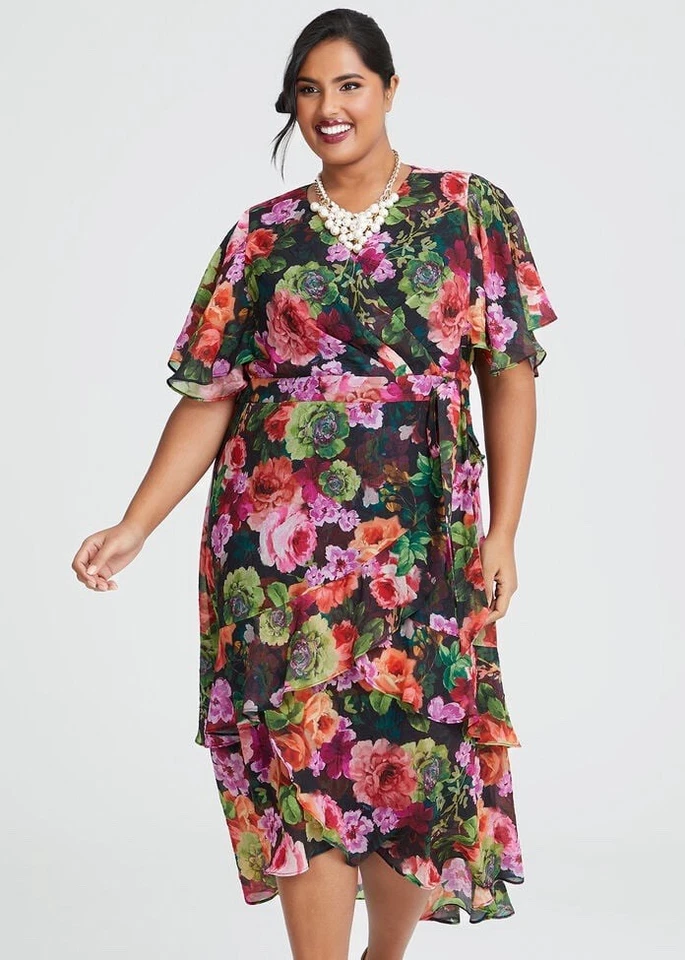 TS TAKING SHAPE Evening Floral Fantasy Maxi Dress Lined in Blooms Print Size 20 - image 2 of 4