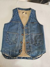 VTG 70's Wrangler Denim Sherpa Lined Vest Mens Size small trucker
