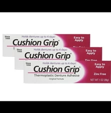 New Cushion Grip Thermoplastic Denture Adhesive, 1oz (Pack of 3) free Shipping .