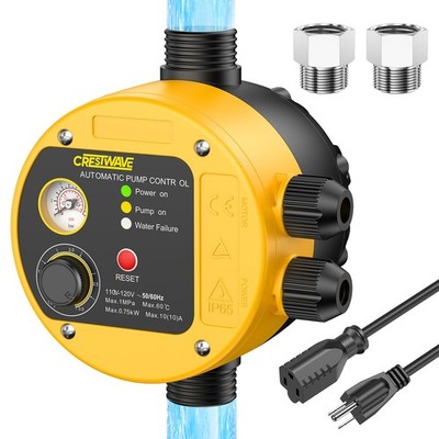 Smart Pressure Switch with Gauge for Well Pump, Automatic Water Pumps Switch, Dr