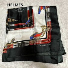 Silk Hermes Paris Scarf White Red Black