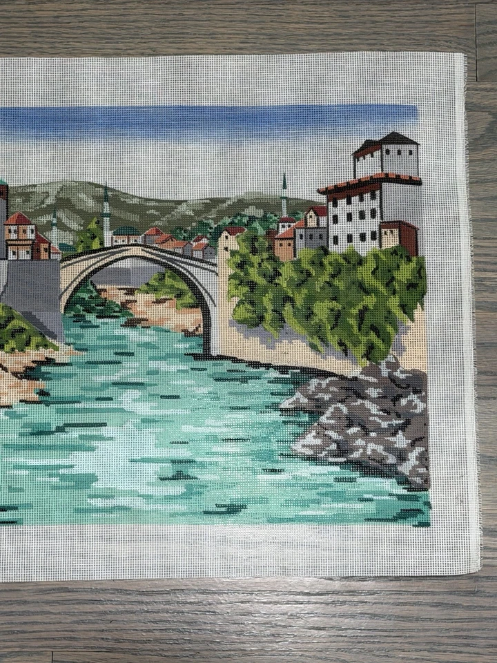 NEW Vintage Needlepoint Canvas STARI MOST BRIDGE Mostar, Bosnia  UNWORKED - Image 3 of 4