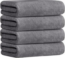 Bath Towels Set, 4 Pack, 30" x 60", Grey