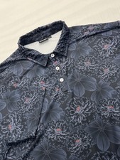 Sunday Swagger Polo Shirt Mens XXL Black Floral AOP Golf Performance Stretch