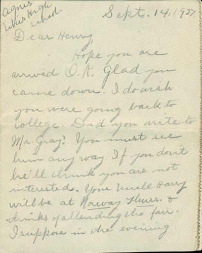 1927 Letter from Mom Upset Son Up All Night with Girl Lisbon Falls Elva & Henry