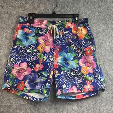 Polo Ralph Lauren Shorts Mens L Blue Floral Swim Trunks Lined Drawstring