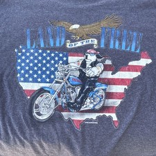 Vtg Y2K Big Dogs Long Sleeve 2XL Gray Land Of The Free Biker Dog Made In USA