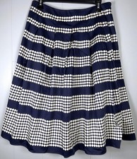 Talbots Navy White Polka Skirt Cotton Stretch Pleated Skirt Preppy Coastal 8 NEW
