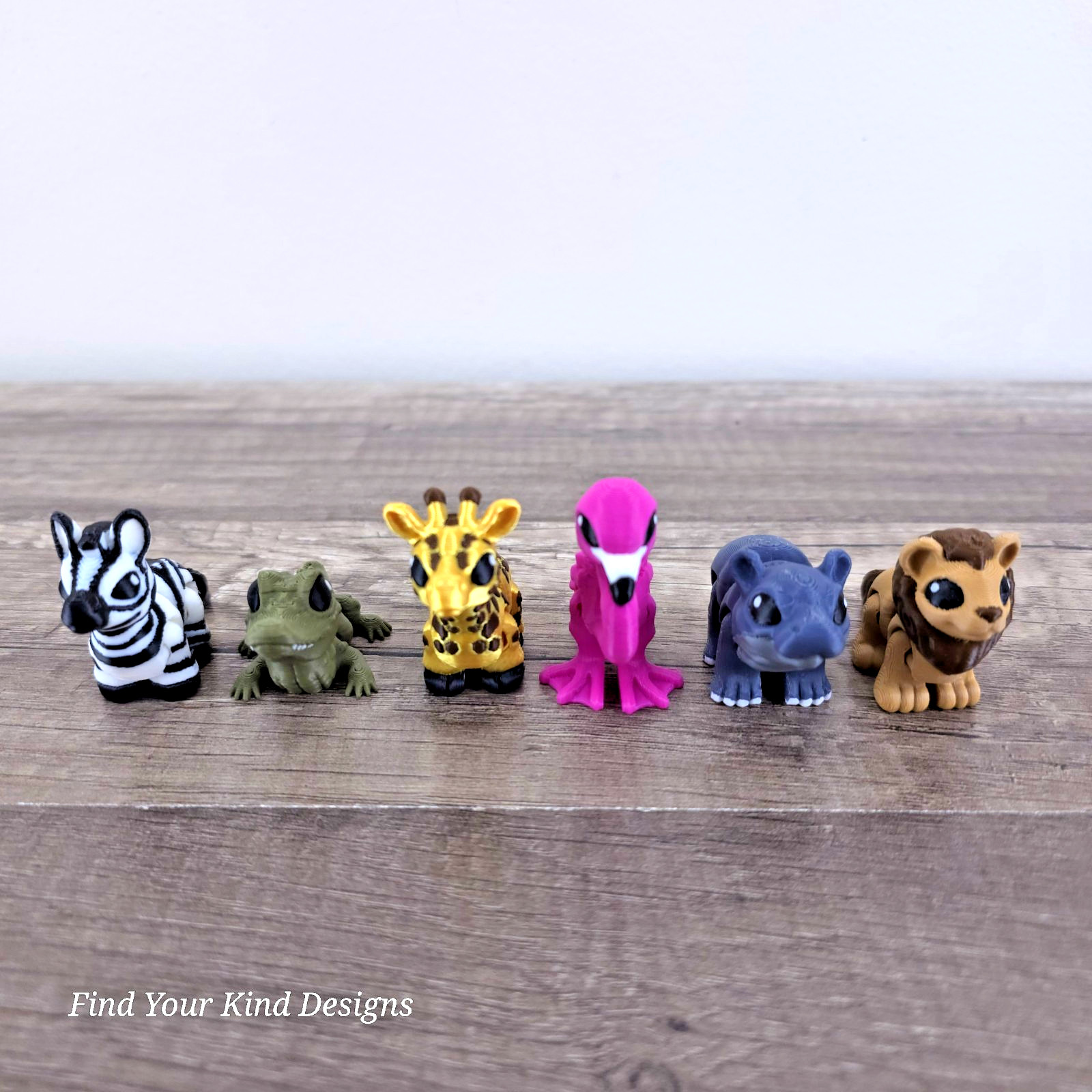 Safari Animal Hatchlings Set 3D Printed Flexi Fidget Toy Gift Articulated Minis