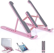 Portable Laptop Stand, Adjustable Laptop Holder Riser Computer Stand for Pink
