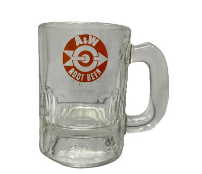 A&W Miniature Root Beer Vintage Orange Color Arrow Logo Mug 3-1/4'' Tall