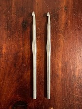 2 Vintage Hero Crochet Hooks Size K Silver Aluminum Made In USA