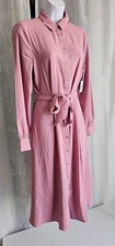 Amazon Essentials Long Sleeve Midi Length Shirt Dress Mauve Size XS NWT