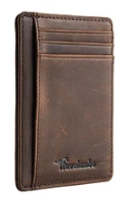 Travelambo Front Pocket Minimalist Leather Slim Wallet RFID Blocking Medium