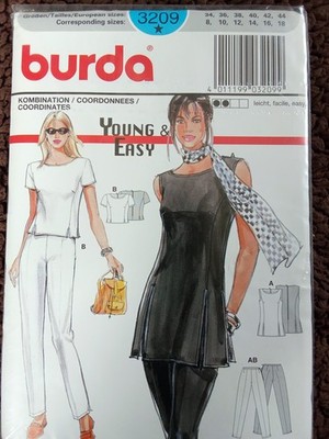 Burda Young Easy 3209 Top Hose Tunika Schnittmuster Gr. 34 44