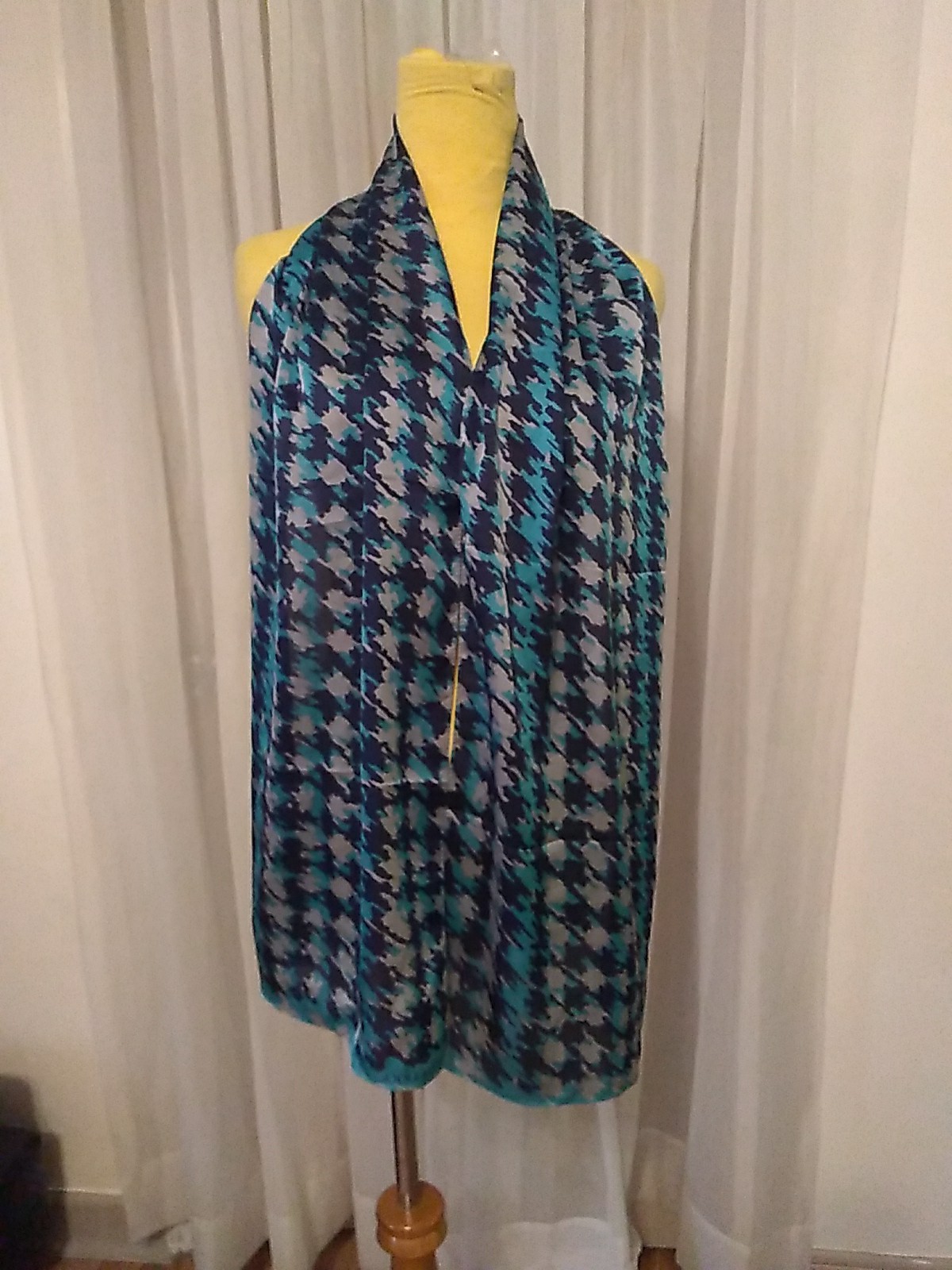 Anne Klein Scarf Rectangular Abstract Print Blue … - image 5