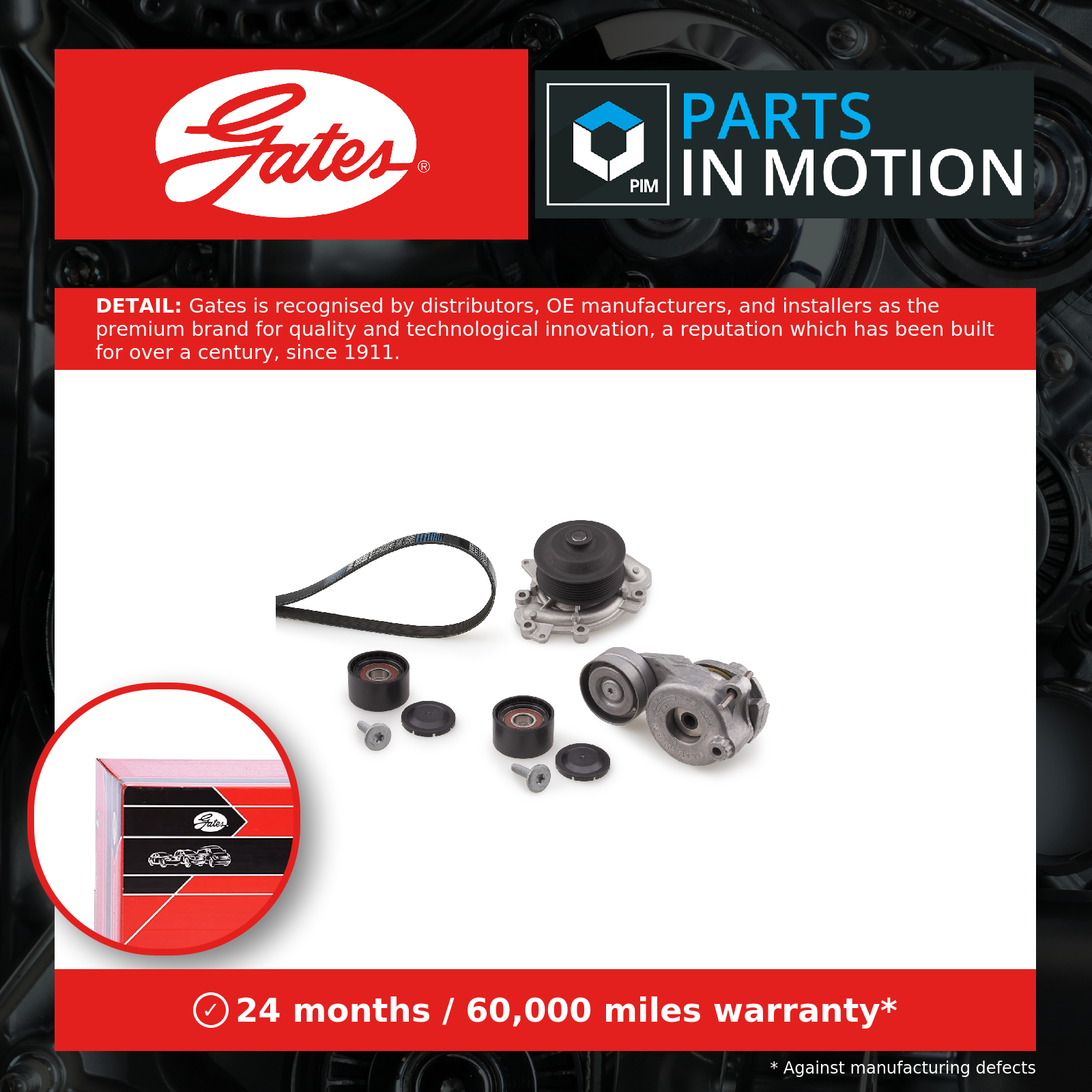 Water Pump & Aux Belt Kit KP17PK2035-2 Gates Drive 7PK2035 T36375 T39062 WP0130 - Image 20