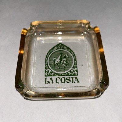 LA COSTA Vintage Ashtray 4  Square Gold Tennis Club Resort Glass