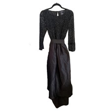 Pisarro Nights Womens Black Sequin Taffeta Evening Gown Dress 12P D-2450P