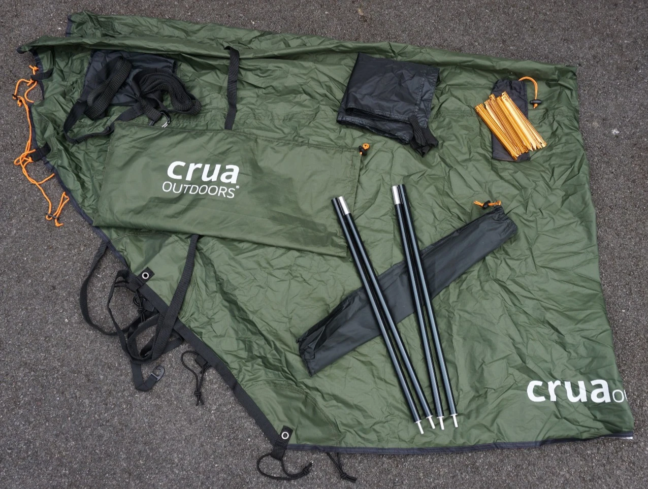 Crua Outdoors Flysheet (Tent System) With Poles, Pegs And Hammock Straps, In Bag