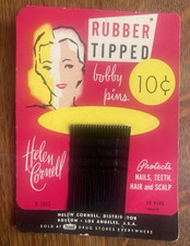 REXALL HELEN CORNELL RUBBER TIPPED BOBBY PINS ON ORIGINAL CARD ca. 1950s