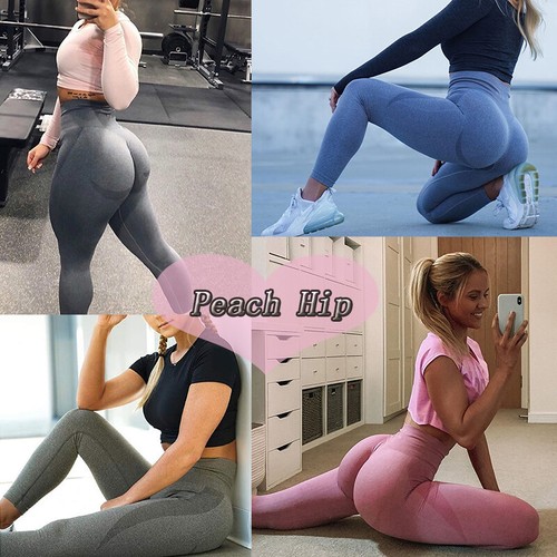 Pantaloni Yoga Donna Vita Alta Leggings Anticellulite Allenamento Compressione Push-Up - Foto 7 di 46