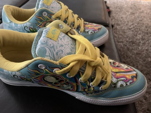 Ed Hardy Sneakers Very Rare! Low Top Skull &Flowers Tattoo mens size 11 - Picture 11 of 12