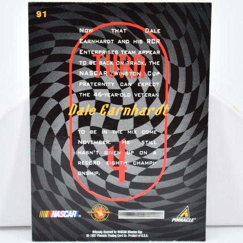 Tarjeta coleccionable Goodwrench Dale Earnhardt Turn 4 Pinnacle NASCAR 1997 de colección #91 - Imagen 2 de 2