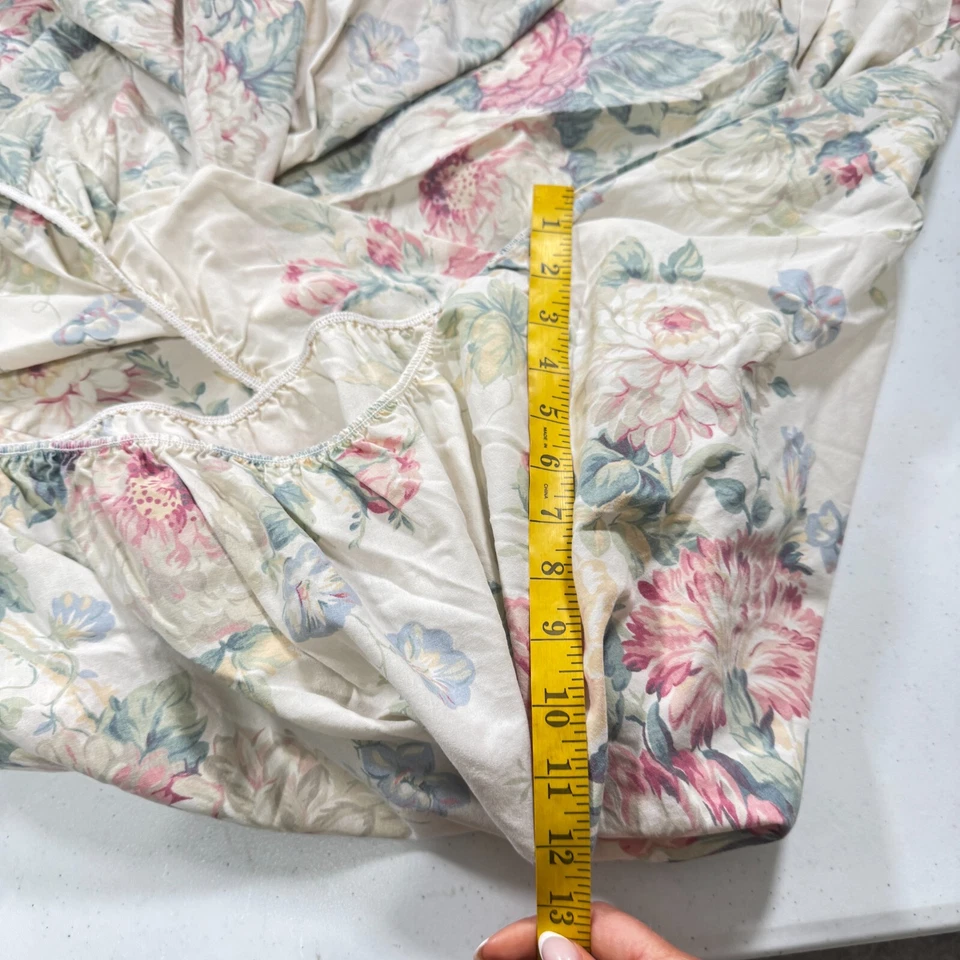 Sábana bajera de colección dan river king beige rosa floral flores oversize yk2 años 90 80 Foto 2 de 4