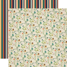 2 Sheets of Carta Bella Paper SUMMER CAMP 12x12 Cardstock - Wildflowers